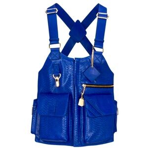 ADJUSTABLE TACTICAL LEATHER VEST IN BLUE